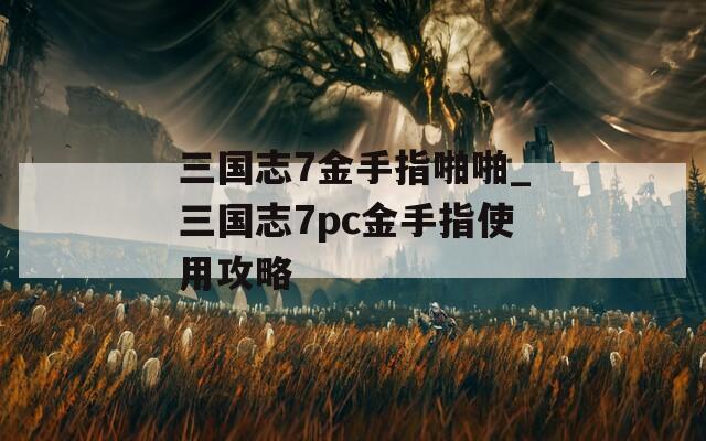 三国志7金手指啪啪_三国志7pc金手指使用攻略