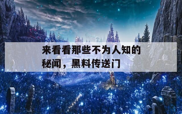 来看看那些不为人知的秘闻，黑料传送门