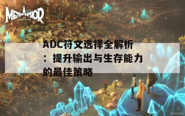 ADC符文选择全解析：提升输出与生存能力的最佳策略