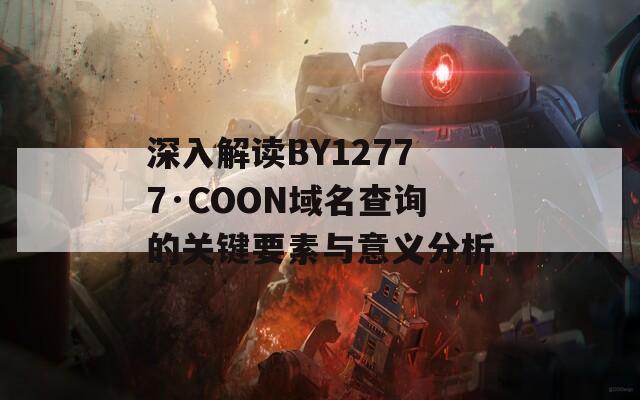 深入解读BY12777·COON域名查询的关键要素与意义分析