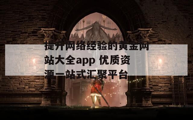 提升网络经验的黄金网站大全app 优质资源一站式汇聚平台