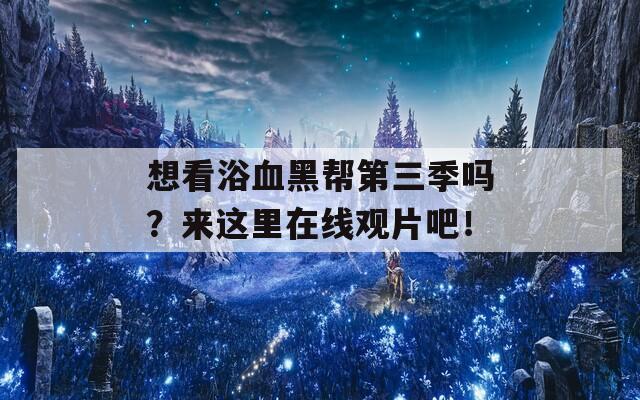 想看浴血黑帮第三季吗？来这里在线观片吧！