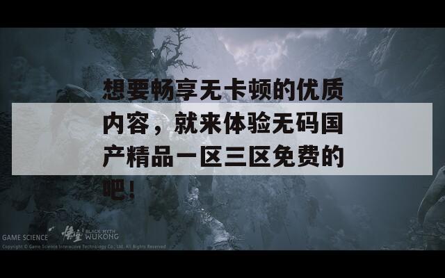 想要畅享无卡顿的优质内容，就来体验无码国产精品一区三区免费的吧！