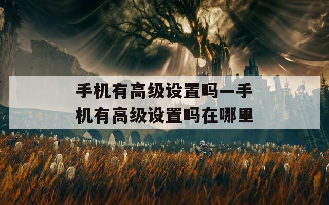 手机有高级设置吗—手机有高级设置吗在哪里