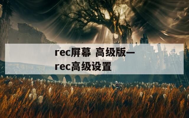 rec屏幕 高级版—rec高级设置