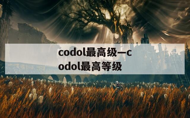 codol最高级—codol最高等级