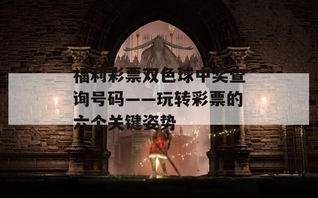 福利彩票双色球中奖查询号码——玩转彩票的六个关键姿势