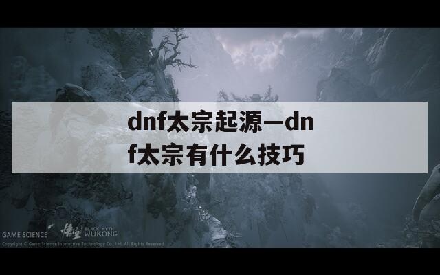 dnf太宗起源—dnf太宗有什么技巧