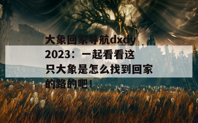 大象回家导航dxdy2023：一起看看这只大象是怎么找到回家的路的吧！